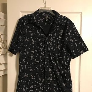 Blue Print Short Sleeve Button Down Shirt